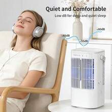 4-in-1 Mini-Luftkühler mit 7-Farben-Nachtlicht & USB-C – Verdunstungskühler, Ventilator & Befeuchter, Leiser Tischkühler für Schlafzimmer, Schreibtisch & Büro - Kein Nebel - Übersicht 5