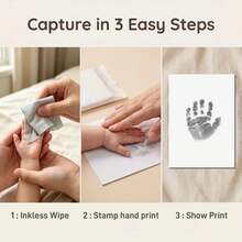 A4 Newborn Handprint & Footprint Inkless Pad, Christmas Thanksgiving Easter New Year Gift, 4pcs Baby Handprint & Footprint Inkless Impression Set - Black - View 12