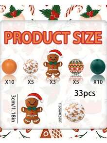 1/32/33/52pcs Silicone Beads, 3D Christmas Snowman, Paired With Round Spacer Beads, Suitable For Handmade DIY Jewelry Making - Multicolor - View 6