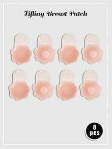 8pcs/Set Lift-Up Silicone Nipple Covers, All-Season Anti-Exposure Breast Pads For Wedding Dress, Anti-Nipple Protrusion Transparent Nipple Covers For Camisole - Pink - View 8