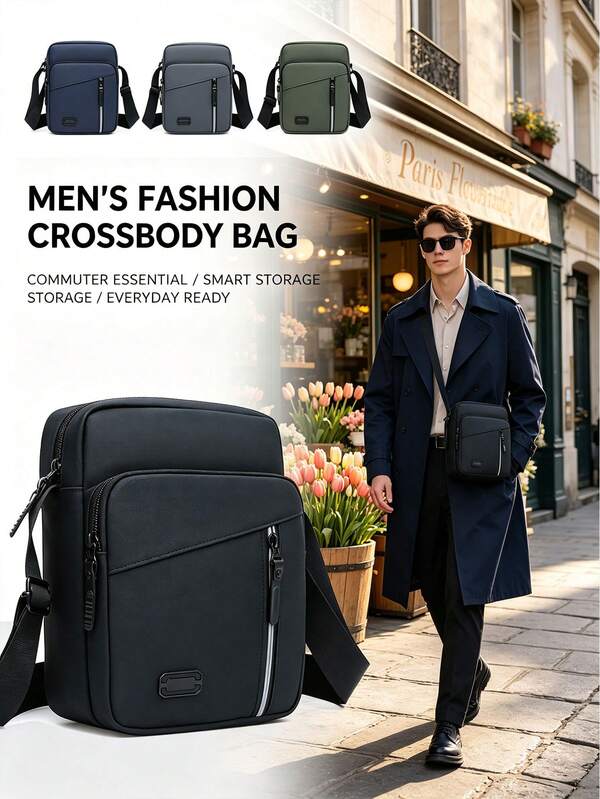 1pc Fashionable Versatile Lightweight Men's Shoulder Bag, Vertical Small Square Crossbody Bag, Summer Personal Items Storage Bag, Essential For Shopping And City Commute, Perfect Gift Choice