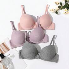 Conjunto 5 Sutiã Bojo Soutien Malha Canelada Básico Reforçado Sutiãs Femininos Confortável Lingerie Moda Íntima Feminina Adulto Mulheres - Neutras - Visão 9