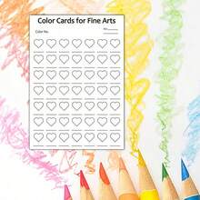 Art-Specific Color Card, 49 Heart-Shaped Coloring Cards, Suitable For Art Students, Single-Sided Design, Applicable For Colored Pencils, Watercolor Pens, Markers - Heart-shaped - View 7