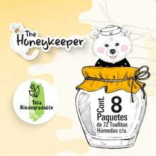 The Honeykeeper, Toallitas Húmedas para Bebé, Tela Biodegradable Aroma a Miel, Caja con 576 Toallitas 8 paquetes de 72 toallitas c/u - como en la imagen - Ver 4