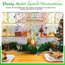 18pcs Rainbow Foil Swirl Decorations - Colorful Hanging Ribbons, Suitable For Birthday, Wedding, Bridal Shower And Carnival - Multicolor - View 2