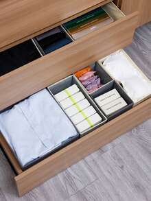 1/6pcs Drawer Storage Boxes, Reinforced Design Resistant To Deformation, Available In S/M/L Sizes, Suitable For Organizing Underwear, Socks, Clothing In Wardrobe, Also For Desktop Organization Of Various Small Items, Freely Combinable And Arrangeable, Partitioned Storage For Neat And Orderly Organization, Home Clothing And Miscellaneous Item Storage, Creating A Clean And Organized Storage Space - Beige - View 2