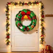 Christmas Wreath Aluminum Foil Balloon, Bow & Bell Decorative Balloon, Holiday Party Scene Atmosphere Decoration Supplies - Multicolor - View 5
