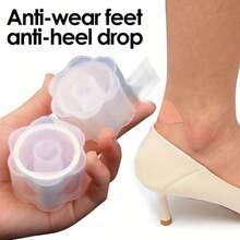 1 Box 30 Gel Heel Protectors - Invisible Transparent Heel Stickers, Adhesive Blister Pads With Shoe Lining, Foot Care Cushioning Pads, Ready To Use, Easy To Store, With Flower-Shaped Storage Box, Easy To Use, Invisible Heel Stickers - A - View 2