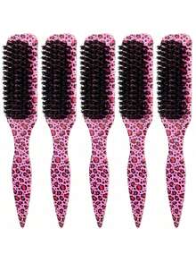 5pcs Leopard Print Tail Comb & Brush Set, Made Of Soft Bristles And ABS Material, Can Smoothen Hair, Suitable For Home And Salon Hair Care And Styling, Travel, Detangling - Multicolor - View 40