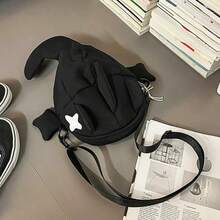 Lightweight Adjustable Strap Crossbody Storage Bag, 3D Cartoon Shark Design With Star Eye Decor, Contrast Patchwork Pattern, Casual One Shoulder Handbag, Soft Canvas Fabric, Suitable For Teen Boys And Girls, Travel School Outdoor Daily Use - View 5