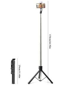 Stainless Steel Foldable Selfie Stick Tripod With Non-Slip Texture, Bluetooth Remote And Fill Light, Adjustable Phone Holder, Black/White/Pink Multi-Color Portable Camera Stand For Outdoor Travel Vlog Shooting - View 8