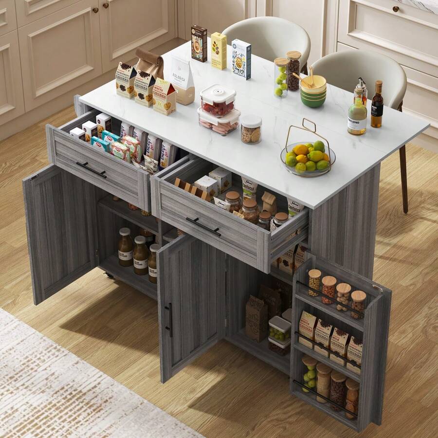 Storage Islands & Carts - Grey+White + MDF + Dining Room - View 1