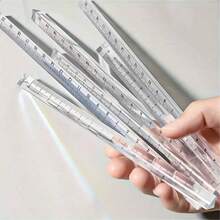 1 pieza Regla triangular transparente minimalista, regla de medición para dibujo, regla triangular 3D, regla de escala 3D para examen y oficina, adecuada para medición de dibujo precisa y uso de oficina, duradera y suave - A - Ver 1