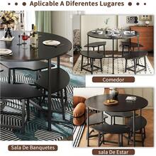 Comedor 4 Personas Mesa Redonda 80x80 Negra con Taburetes para Cocina| Juego de comedor compacto con mesa redonda y 4 taburetes, para cocinas pequeñas, departamentos y desayunadores. - Negro - Ver 4