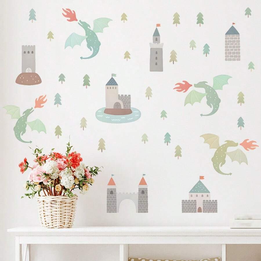 1set Dragon Wall Stickers, Self-Adhesive Paper, Suitable For Home Decoration, Room Decoration, Wall Decoration, PVC Waterproof Material, Removable - Self-adhesive - View 1