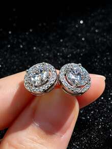 KAHOOT Women's Fashion Elegant Exquisite Rhinestone Earrings - Silver - View 3
