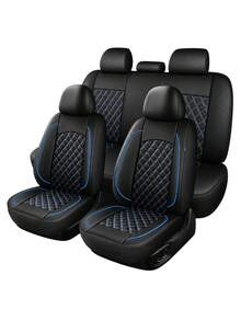 Universal PU Car Seat Cover Set, Diamond Quilted Car Seat Protector With Colorful Piping, Non-Slip Back Breathable Full Set Seat Cushions, Easy Installation Interior Accessories, Suitable For Sedan SUV Truck Pickup, Car Interior Protection Set - A - View 18