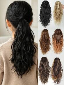 Children's Synthetic Clip-In Ponytail Hair Extension, 14 Inch Small Wavy Ponytail Wig, Suitable For Daily Wear - Multicolor - View 1