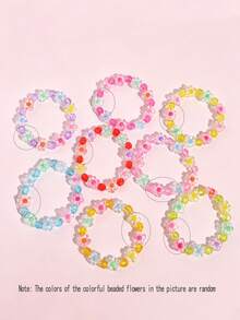 2pcs/Set Kids Cute Flower Charm Beaded Bracelet Set, Suitable For Daily Wear, Holiday Party Accessories - Multicolor - View 9