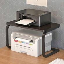 2-TierPrinter Stand With Two Hooks, Microwave Oven Rack,Expandable Stand, Office Fax Machine Desktop Organizer, Monitor Stand, Desktop Storage Rack For Home Office, Copier - A - View 4