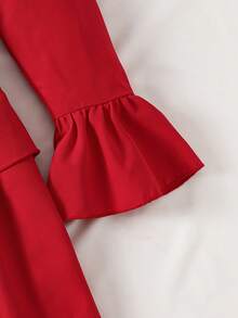 Christmas Girls Dress Mid-Big Tween Girl 8-12 Years Old Festive Red Princess Dress Square Neck 3D Bow Flare Long Sleeve Ruffle Hem A-Line Skirt For Outing, Party, Performance - Red - View 6