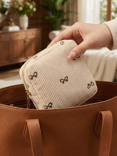 Portable Period Bag With Zipper Menstrual Pad Tampon Holder Versatile Makeup Bag Cruise Room Back To School Travel Essentials Accessories Women Gift