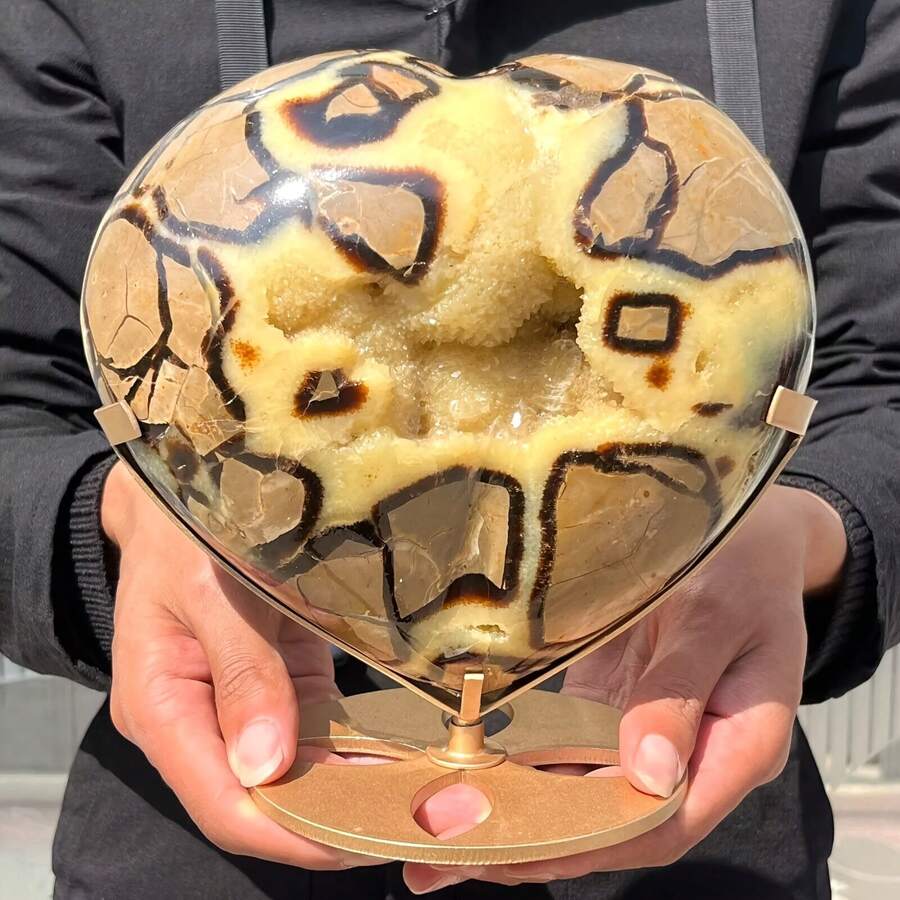 1件優雅高品質龜背石心形-拋光石英之心,適合居家裝飾與教育展示,完美水晶收藏,DIY珠寶與原石,復活節與情人節最佳節日禮物 - 彩色 - 查看 1
