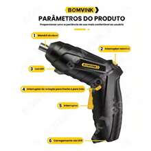 Chave De Fenda Elétrica Duas Formas Com 12 Peças Luz 3.6v Recarregável Bomvink - Entrada do Brasil (127V) - Visão 3