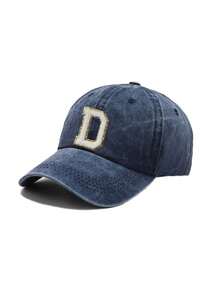1pc Women's Washed Vintage A-Z Letter Baseball Cap, Casual Distressed Dad Hat, Outdoor Sun Protection Hat - Navy Blue - View 8