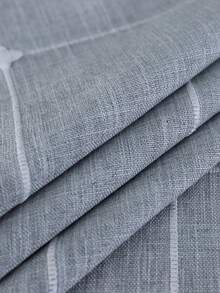 HXARTMIS 1pc Light Blue Gray Plaid Tassel Oval Tablecloth, Faux Linen Decorative Table Cover, Suitable For Dining Room Home Decor - Grey-blue - View 6