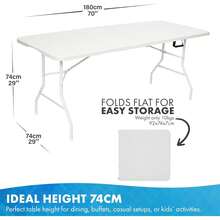 2026 HOT :  3-Piece Folding Set - 6ft White Folding Table With 2 Premium Folding Chairs - Waterproof, Heavy-Duty & Portable - Garden Parties, Catering, Camping, Exhibitions & Indoor/Outdoor Events - 6ft Table + 2 X Premium Chairs - View 3