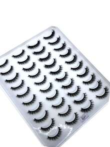 10 Pairs Cross Dense Fluffy Faux Mink Eyelashes Natural Long False Eyelashes Extension Handmade Curl 3D Eyelashes Makeup D Curl Mixed Style Artificial Eyelashes - Black - View 4