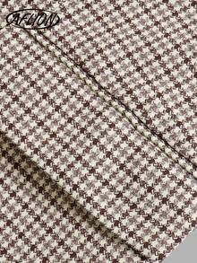 Women Fall Houndstooth Plaid Blazer, Lapel Collar Single Breasted Long Sleeve Relaxed Fit Jacket With Pockets For Office Daily Outfits - Multicolor - View 5