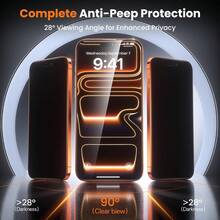 CASECOPS 3片裝 17 Pro Max 隱私螢幕保護貼自動對位套件，9H 硬度防碎鋼化玻璃膜，快速安裝，防塵設計，附安裝工具，耐刮損，全螢幕覆蓋保護，相容於 17 Pro Max/17 Pro/17 Air/17/16 Pro Max/16 Plus/15 Pro Max/14/13/12/11 系列，無氣泡且無灰塵 - 3件 - 查看 9