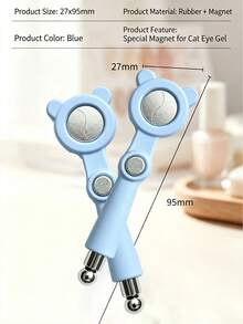 2Pcs Handheld Seven-In-One Cat Ear Cat Eye Magnet, Super Strong Suction Magnetic Nail Art Tool, DIY Manicure Design Accessory, Professional Nail Tech Supplies, Women Beauty Gift - Baby Blue - View 3
