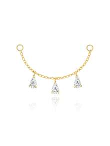 1pc 925 Sterling Silver Moss Agate Star-Shaped Marquise Opal Chain Earring, Suitable For Pierced Ear Cartilage Helix Conch, Agate Ear Clip Pendant Chain - Gold - View 18