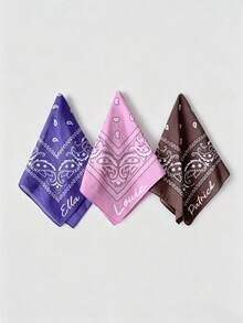Bandana Bordir yang Dipersonalisasi, Sapu Tangan Denim Western Kustom untuk Wanita, Syal Motif Paisley, Bandana Pesta Lajang, Bandana Kucing & Anjing - MultiWarna - View 7