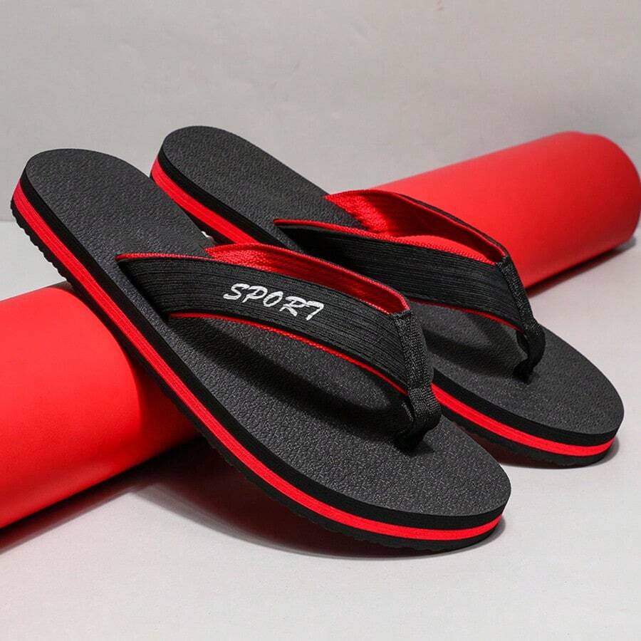 Summer New Men's Comfortable Lightweight Personalized Flip Flops Beach Thong Sandals Wear-Resistant - Red - View 1