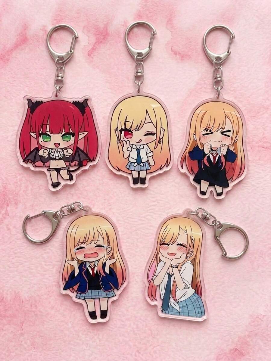 1Pc/5Pcs My Dress-Up Darling Keychain, Marin Kitagawa & Gojo Wakana Anime Pendant, Backpack Bag Hanging Decor, Cartoon Peripheral Gift. - Style2 - View 1