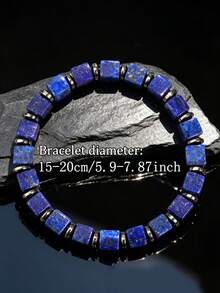 YAUKIA Pulsera de Piedra Preciosa Lapislázuli Vintage para la Ansiedad,Buena Suerte y Voluntad,Joyería de Piedra Natural Simple,Yoga y Meditación para Mujeres y Hombres Uso Diario Regalo de Halloween - Multicolor - Ver 5