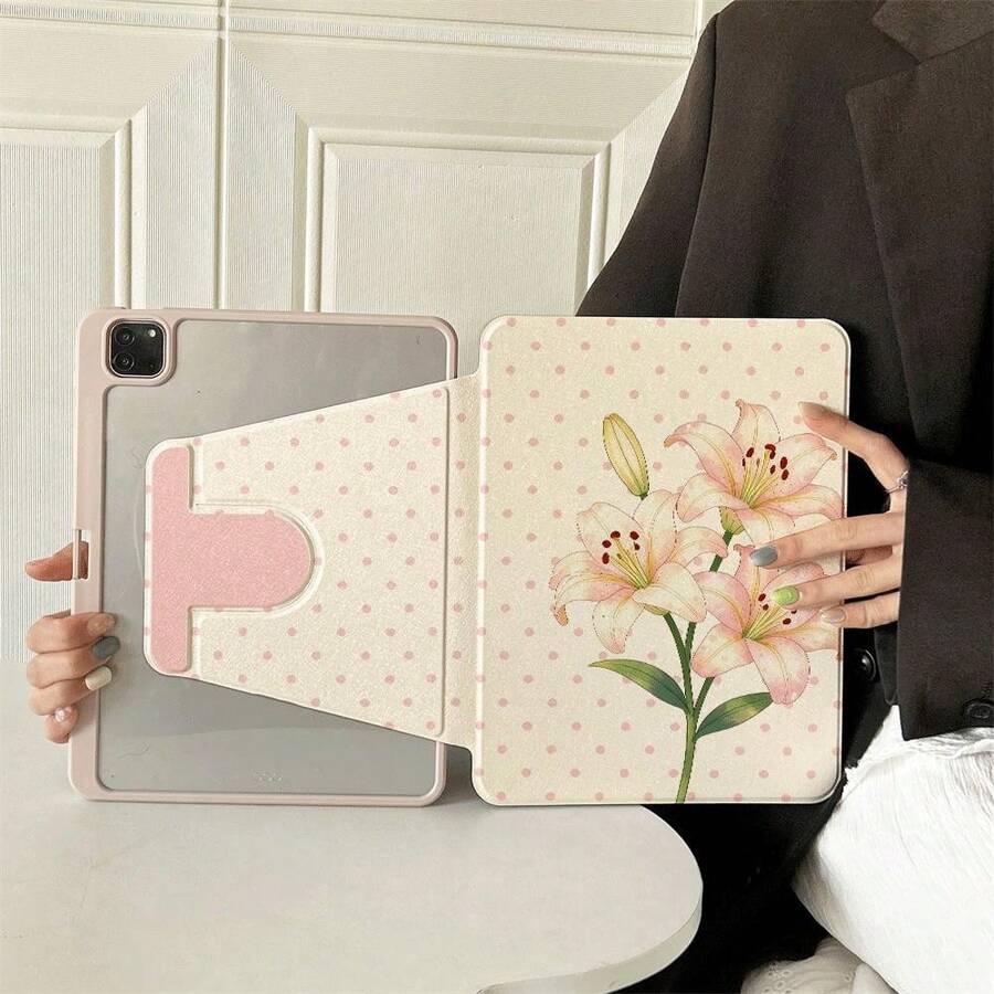 1件百合花印花平板保護殼,適用於 iPad Air 6/5/4 &10 (10.9 吋) - 適用於 iPad Pro 2024、Air M3/A16 2025,適用於 Galaxy Tab S9 FE/S8 Plus/S7/S10,適用於 OPPO Pad,適用於 MatePad,適用於 Vivo Pad,適用於 Honor Pad,適用於 Xiaoxin Pad - 彩色 - 查看 1