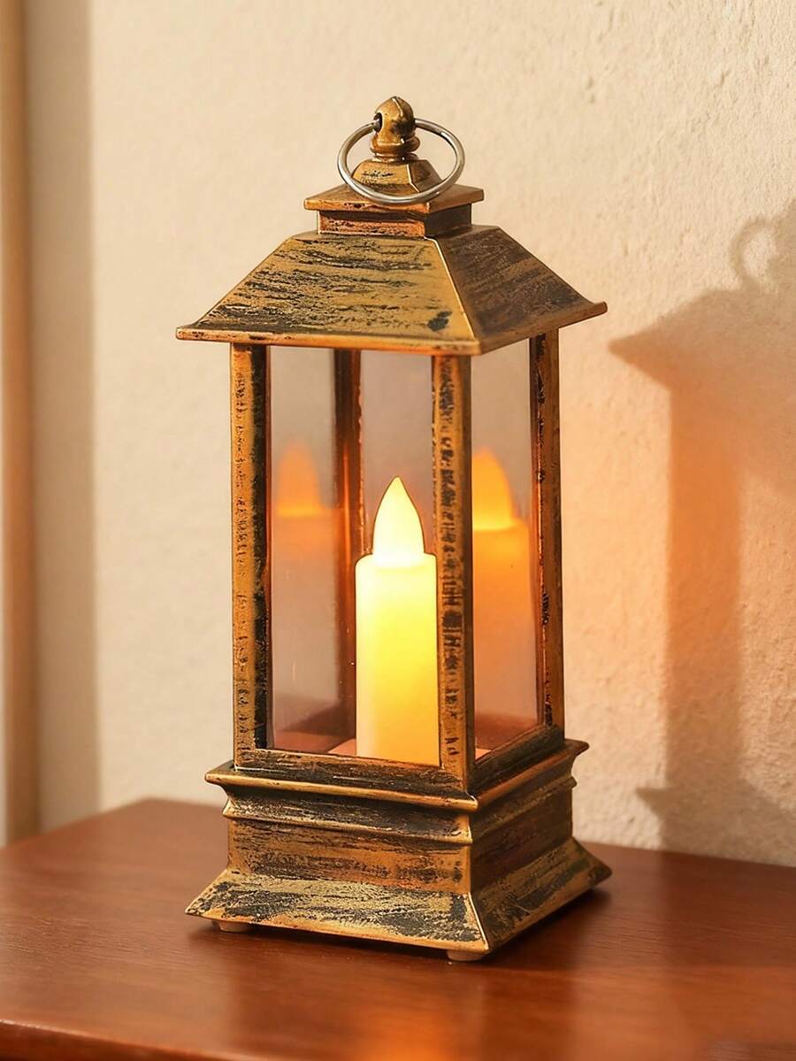 1pc Vintage Handheld LED Flameless Candle Light (Battery Included), Indoor Room Desktop Decor LED Night Light, Home Decoration Lantern Hanging Light, Holiday Party Event LED Decorative Light, Festival Decoration Ornament
