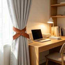2Pcs Leather Curtain Tiebacks, Cross Design Window Curtain Holdbacks With Brass Button, Decorative Curtain Straps For Farmhouse Bedroom Living Room Window Decor, Single Pack Brown Curtain Tie Band - 2pcs - View 6