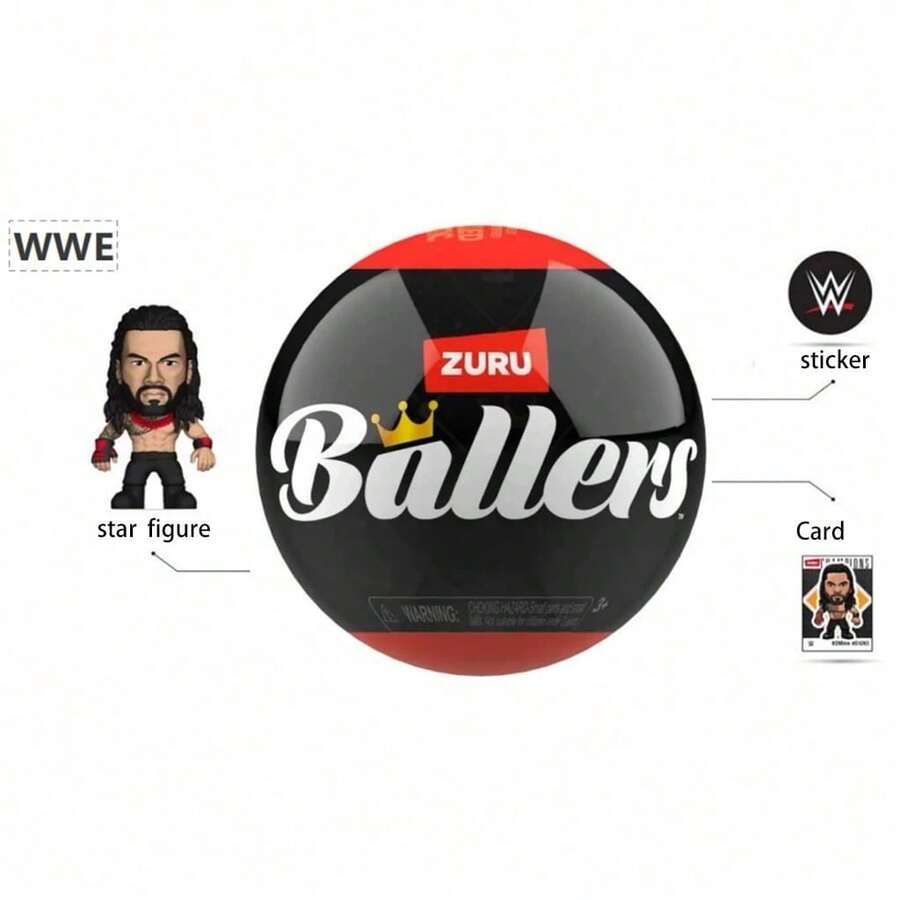 ZURU 5 Surprise Ball-Wwe Ballers Toy John Cena Steel WWE Champion Gift Toy Miniature Figure - Black - View 1