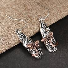 Vintage Two-Tone Dragonfly Pendant Earrings For Women, Retro Bohemian Hook Earrings Jewelry, Daily Accessories - Two-color - View 4
