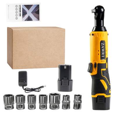 ZAWRT Portable Cordless Electric Ratchet Wrench Set, 45NM High Torque 3/8'' Ratchet With Right Angle, Includes Tool Storage Case & Two Rechargeable Lithium-Ion Batteries, Suitable For Automotive Repair &Home Renovation, A Great Christmas Gift For Dad