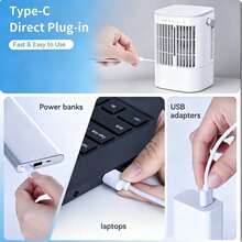 4-in-1 Mini-Luftkühler mit 7-Farben-Nachtlicht & USB-C – Verdunstungskühler, Ventilator & Befeuchter, Leiser Tischkühler für Schlafzimmer, Schreibtisch & Büro - Kein Nebel - Übersicht 7
