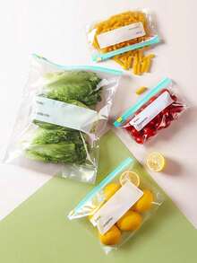 60/10/1 Peças Sacos de Armazenamento de Alimentos Reutilizáveis e Seláveis (10 Grandes + 30 Médios + 20 Pequenos), Sacos de Congelador Reforçados, Micro-ondas, Adequados para Frescor a Longo Prazo & Armazenamento Organizado, Sacos de Zíper PE Transparentes, Visibilidade Clara, Fechamento com Trava Deslizante, Reforçado e Durável, Frescor à Prova de Vazamentos, Armazenamento Organizado, À Prova de Umidade e Bloqueio de Odores, Etiquetas Escrevíveis, Reutilizáveis, Flexíveis & Resistentes, Organização de Geladeira, Vedação Hermética, Resistente ao Calor, Resistente a Rasgos, Adequado para Classificação de Alimentos na Cozinha & Armazenamento de Lanches - Multicolorido - Visão 6