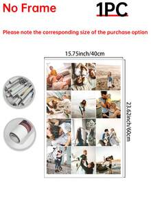 1pc 12-Photo Customized Wall Art, Personalized Photo Collage Print Customized Poster, Customized Wall Art Image Customized Photo, Customizable Item, Gift For Friends, Personalized Photo, Adult Bedroom Decor, Room Decor, Optional Frame - Multicolor - View 17