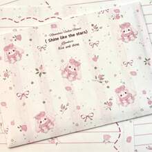 Pink Star Mist Fluffy Rabbit Envelope & Letter Paper Set, Romantic Holiday Confession Handwritten Letter, Gift Blessing Message Stationery - Multicolor - View 1